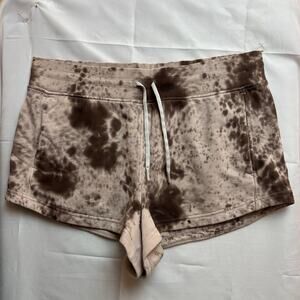 Lululemon Size 14 Inner Glow High Rise Lounge Athleisure Shorts Marble Tye Dye